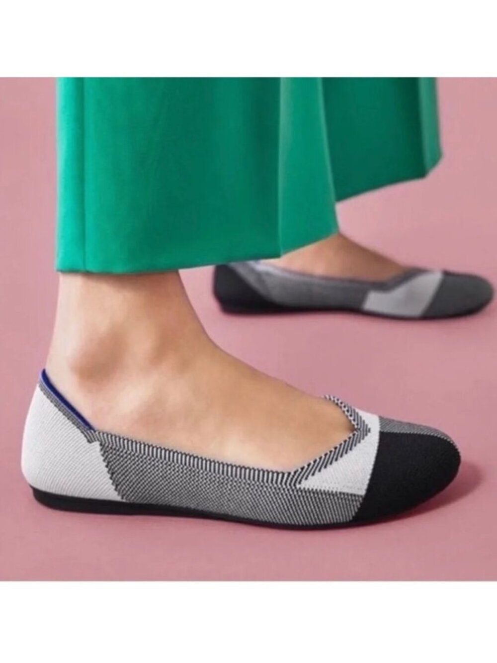 Rothy's The Flat Black & White Plaid Shoes
